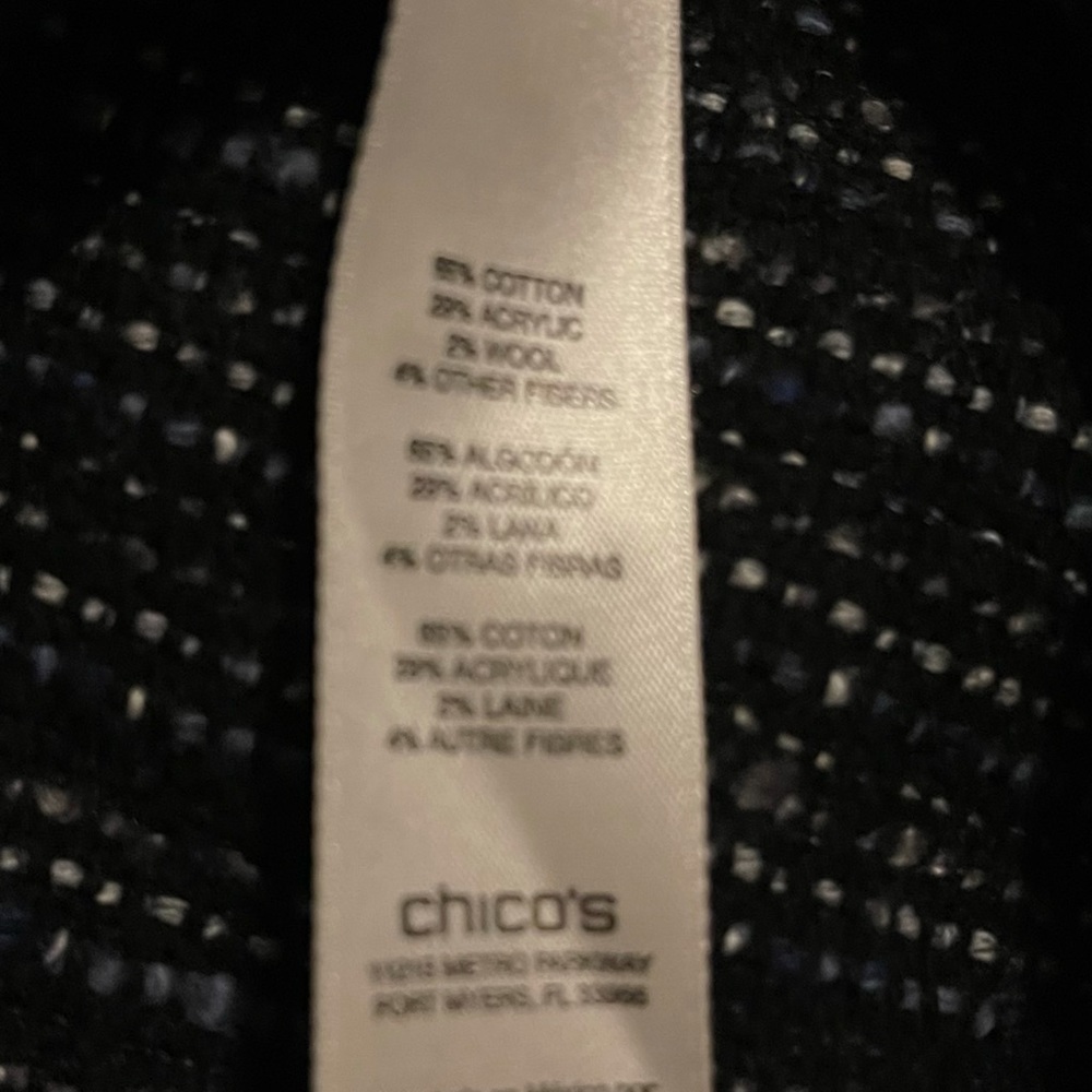 Women’s Chico’s size 1 Blue weaved Jacket - Picture 4 of 6